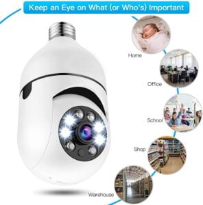 Buy Light Bulb Security Camera 360 Degree Pantilt Panoramic Ip Camera 2.4Ghz Wifi 1080P Smart Home Surveillance Cam With Motion Detection Alarm Night Vision Two Way Talk Kenya 4 Are You Looking For A Way To Keep An Eye On Your Property Even When You'Re Far Away? The Cctv Bulb Camera Is The Perfect Solution. With This Wireless Camera, You Can Monitor Your Property From Anywhere In The World Using Your Smartphone. The Camera Records Footage In 1080P Hd And Automatically Saves It To The Cloud Or A Memory Card (Sold Separately), So You Can Access It At Any Time.