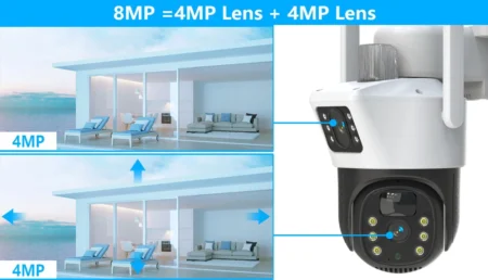 S4641B7459E384180B6B13E2E3457Cc81J The Bottom Lens Of The Wifi Solar Camera Is Ingeniously Designed To Rotate Both Manually And Automatically, Offering A Complete 360-Degree Horizontal Rotation And A 90-Degree Vertical Tilt. This Ensures That You Can Effortlessly View All Corners With Ease.