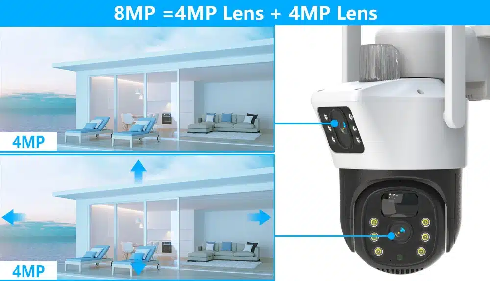 S4641B7459E384180B6B13E2E3457Cc81J The Bottom Lens Of The 4G Solar Camera Is Ingeniously Designed To Rotate Both Manually And Automatically, Offering A Complete 360-Degree Horizontal Rotation And A 90-Degree Vertical Tilt. This Ensures That You Can Effortlessly View All Corners With Ease.