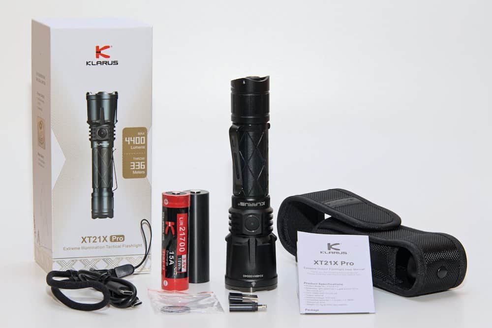 20220825 Klarus Xt21X Pro C6300 The Klarus Xt21X Pro, A Non-Zoomable Tactical Torch In The League Of Top Brands Like Led Lenser And Maglite. It Boasts An Impressive 4400 Lumens Output And An Exceptional Beam Throw Of 336 Meters. Equipped With Usb-C Charging And Cellphone Charger Mode, It Can Swiftly Recharge Your Phone From 0% To 100% With Its Usb-C To Usb-C Charging Compatibility. This Versatile Flashlight Offers A Choice Between Tactical And Outdoor Settings, Thanks To Its Dual-Switch Design, Making It Suitable For Various Scenarios. With One-Touch Access To Strobe, Turbo, And Low Modes, And A Selection Of 5 Brightness Levels, The Klarus Xt21X Pro Is Undeniably One Of The Best Tactical Flashlights On The Market.