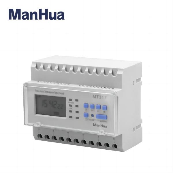 Mt317 16A Din Rail Digital Timer Switch 220Vac380Vac 3 Phase 3 Wire Time Control 3 The Manhua Mt317 3-Phase Digital Timer Switch Is A 16A Din Rail Timer Switch For Precise Time Control In 380Vac Systems. It Offers Minute, Hourly, Daily And Weekly Scheduling With Up To 16 Programmable Settings.  The Din Rail-Mounted Design Ensures Easy Installation, And It Operates Reliably In Temperatures From -10℃ To +60℃. The Mt317 Provides Dependable Three-Phase Time Control For Both Commercial And Industrial Applications.