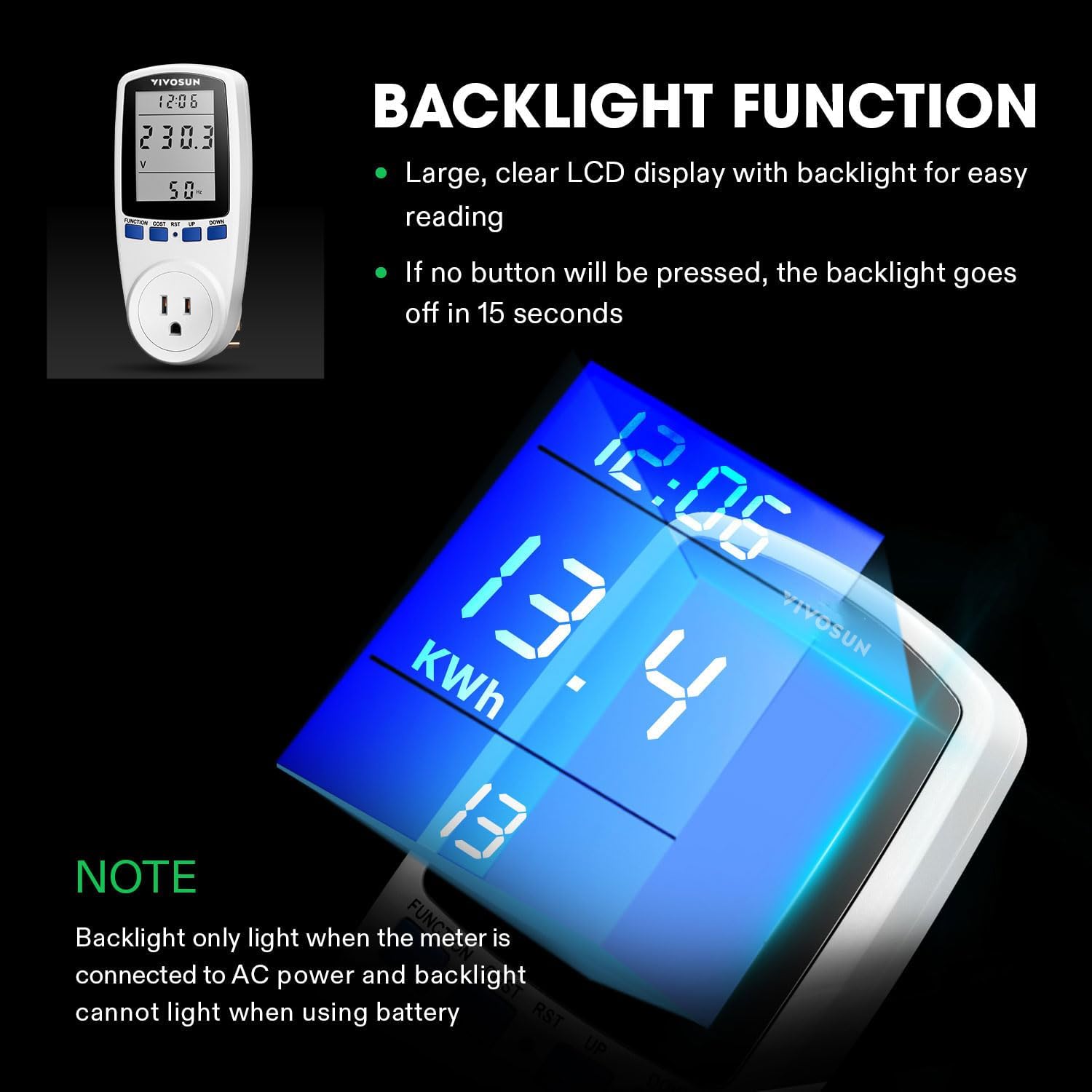 Manhua Tg44Ne Energy Meter Voltage Wattage Current Monitor -- 16A, 3600W Uk Plug