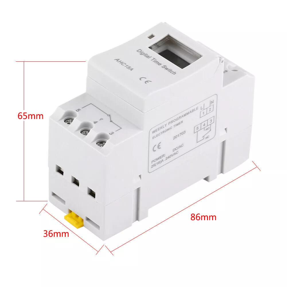 Manhua Mt15 Digital Timer Switch Relay Switch For Automation 16A 240Vac 2 The Manhua Mt15 Digital Timer Switch Relay Switch Is A Versatile, Programmable Relay Switch Designed For Hourly, Daily, And Weekly Automation Of Electrical Devices. With A 30A Capacity And Support For Up To 17 On/Off Cycles, It’s Perfect For Automating Lighting, Hvac, Security Systems, And More. The Lcd Display Allows Easy Setup, While Its Wide Voltage Range (≤48Vdc, 110Vac, 220Vac) Ensures Compatibility Across Various Applications. This Energy-Efficient Switch With Error Correction (1 Sec/Day) Reduces Power Costs By Allowing Precise Control Over Device Operation, Making It Ideal For Residential, Commercial And Industrial Use.