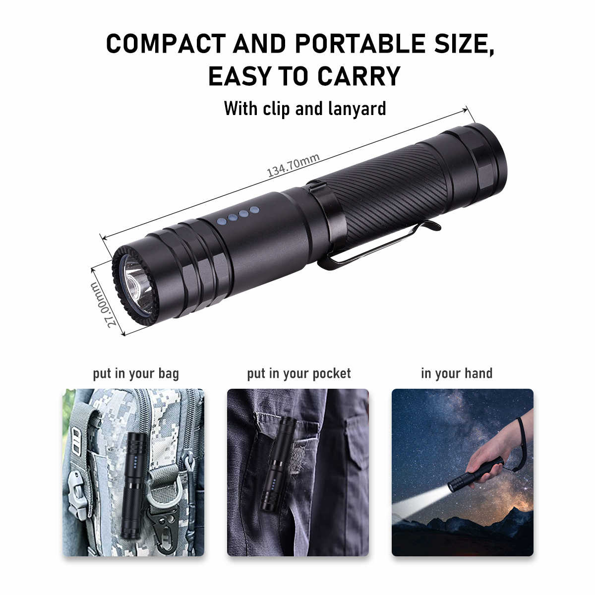 Peetpen L28 Rechargeable Flashlight – 1500 Lumen Led Torch With Usb C Waterproof Long Range Beam Tactical Edc For Camping Emergency 2 Built From Aircraft-Grade Aluminum Alloy, The L28 Is Impact-Resistant, Lightweight, And Ipx6 Waterproof, Making It Reliable In Rain And Rough Conditions. It Runs On A High-Capacity 18650 Li-Ion Battery (Included) And Features A Usb Charging Port With Smart Indicators (Red While Charging, Green When Full).