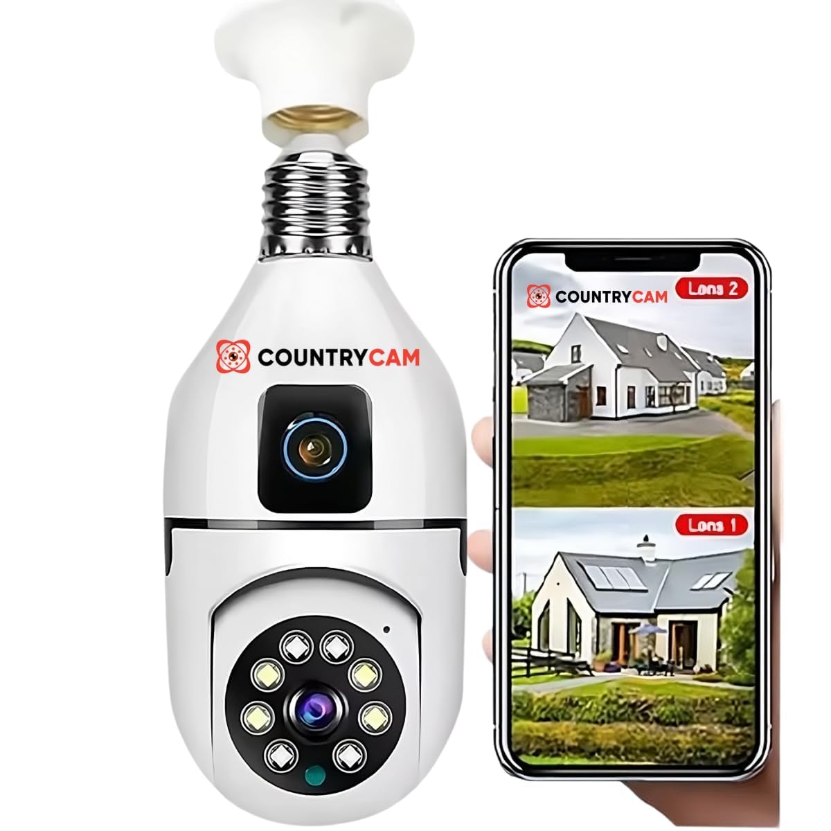Wifi Dual V380 Bulb Camera 1 Smart Motion Detection And Auto-Tracking Allow The Camera To Follow Movement Automatically. With Two-Way Audio, You Can Hear And Speak To Anyone Near The Camera — Whether You'Re Greeting Guests Or Warding Off Unwanted Visitors.