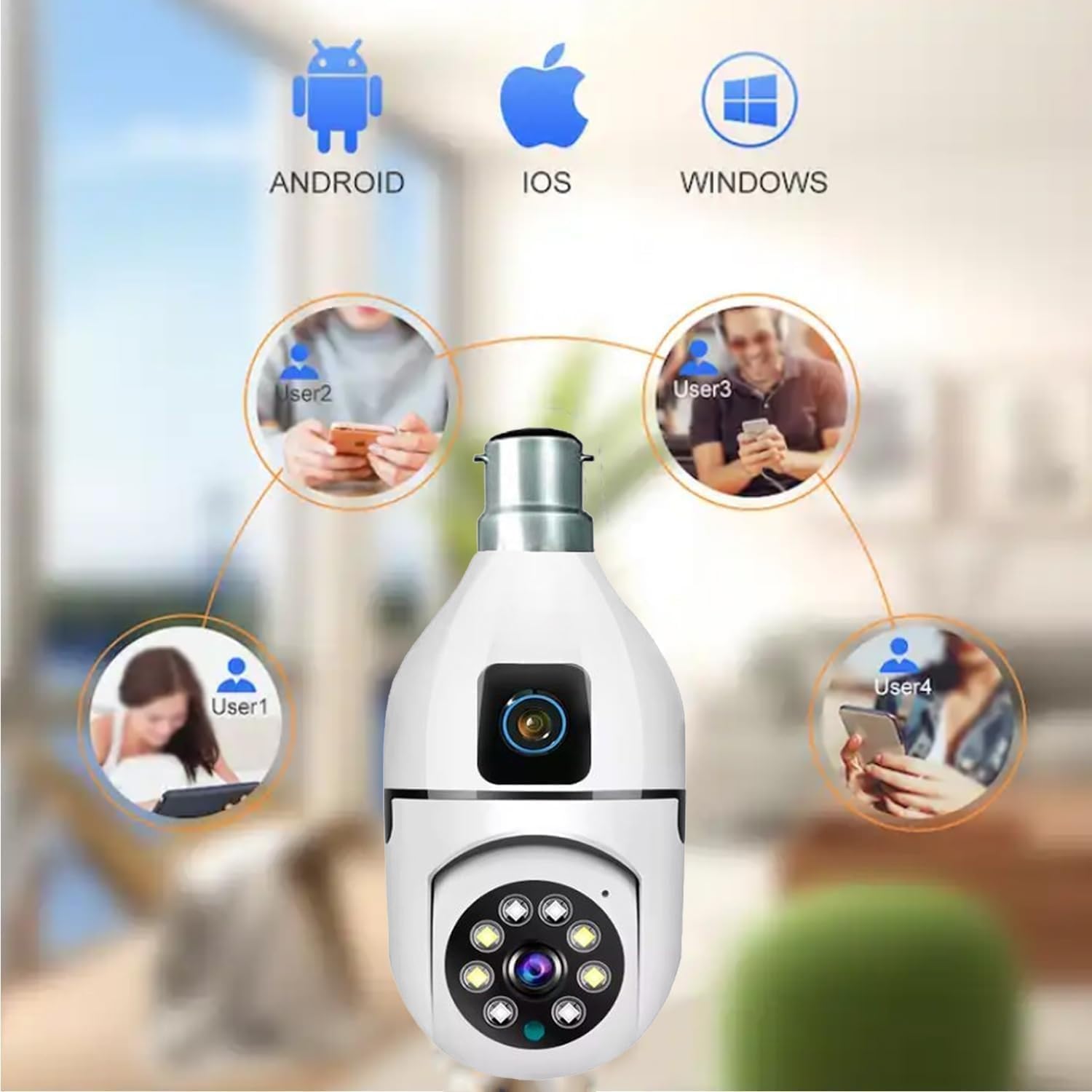 Wifi Dual V380 Bulb Camera 3 Smart Motion Detection And Auto-Tracking Allow The Camera To Follow Movement Automatically. With Two-Way Audio, You Can Hear And Speak To Anyone Near The Camera — Whether You'Re Greeting Guests Or Warding Off Unwanted Visitors.