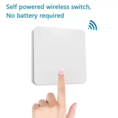 Wireless kinetic switch kit installed in Nairobi bedroom for easy light control without wiring.