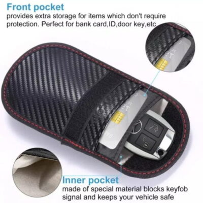 TICONN Faraday bag blocking key fob signals for car anti-theft in urban drives, ideal for daily commutes.