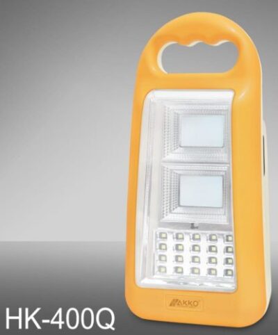 Rechargeable HAKKO HK-400Q LED emergency light for home power outages, offering 15 hours runtime with lead-acid battery.