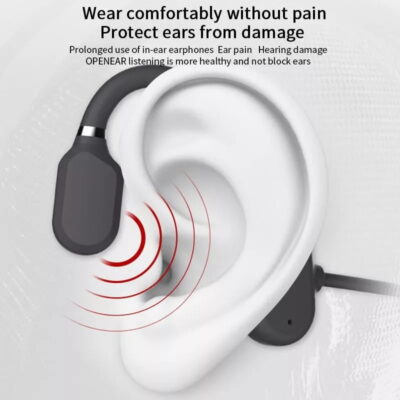 Remax RB-S32 bone conduction earphones during a trail run, keeping ears open for safety and ambient sounds.