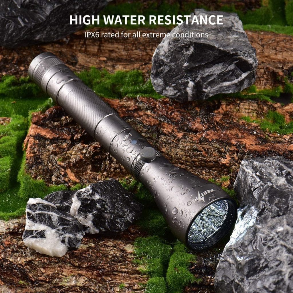 PEETPEN L40 Flashlight: 900lm, 300m Beam, USB Rechargeable, Aluminum, IPX67 Waterproof - Camping, Hiking, Emergency 7 81PjHVzFJOL. AC SL1200 The PEETPEN L40 flashlight provides a bright 900 lumen output, illuminating up to 300 meters. It features USB rechargeable functionality, multiple lighting modes, and IP67 waterproof durability, making it ideal for everyday carry and emergency preparedness. ๐ ๏ธKey Features: โ
900 lumen LED bulb for bright illumination
โ
Lights up objects up to 300 meters away
โ
USB rechargeable with included 18650 battery and cable
โ
Low power warning function flashes to remind you to recharge
โ
Four lighting modes: High, Low, Strobe, SOS
โ
Compact design fits in pockets, backpacks, or glove compartments
โ
IP67 waterproof rating for use in various weather conditions
โ
Constructed from durable aluminum alloy with skid-proof and abrasion-resistant design
โ
Includes flashlight, rechargeable battery, 2 backup waterproof rings, and user manual โฌ๏ธSCROLL DOWN TO SEE DESCRIPTIONโฌ๏ธ