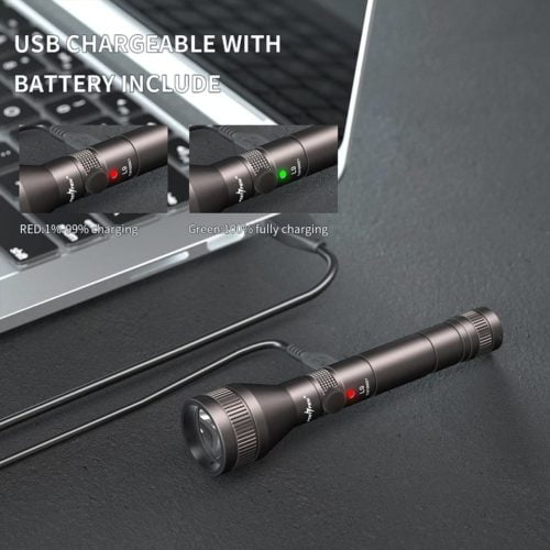 PEETPEN L9 Camping LED Torch Compact PEETPEN L9 flashlight with 500 lumens Osram LED, ideal for nighttime hiking in forests.