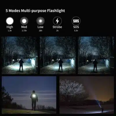 Compact PEETPEN L21 flashlight with 1200 lumens Osram P8 LED for camping trips in Kenya's wilderness.
