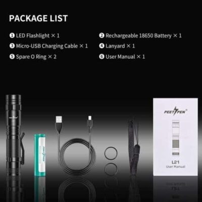 PEETPEN L21 Hiking Flashlight 1200 Lumens