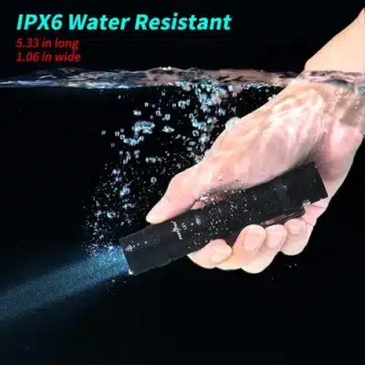 Compact PEETPEN L21 flashlight with 1200 lumens Osram P8 LED for camping in Kenya's wilderness.