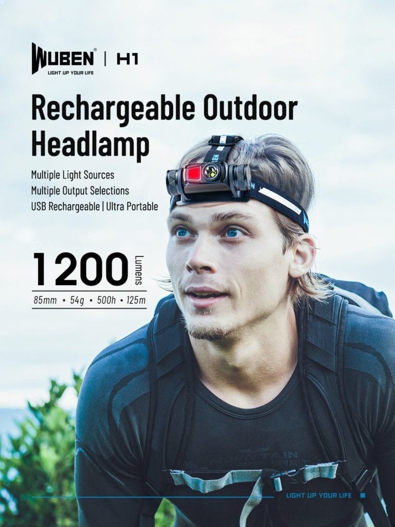 200915 H1 EN 1200 V1 0128129 Illuminate your adventures with the Wuben H1 LED Headlamp, a powerful and versatile lighting solution. Delivering 1200 lumens with a 125-meter beam distance, it features 11 modes, a 2600mAh rechargeable battery, and IP68 waterproofing. Ideal for night cycling, camping, emergency response, and outdoor work. 🛠️Key Features:: & Benefits ✅ 1200 Lumens Brightness – High-powered OSRAM P9 LED ensures excellent light coverage. ✅ Long Range Beam – Projects light up to 125 meters, ideal for outdoor navigation. ✅ Rechargeable 18650 Battery – Comes with a 2600mAh battery for easy recharging. ✅ IP68 Waterproof & Durable – Fully protected against dust and water submersion up to 2 meters. ✅ 180° Adjustable Beam – Direct light exactly where you need it using the tiltable head design. ✅ Memory + Lock Function – Remembers last mode used and prevents accidental activation. ✅ Lightweight Comfort – Weighs just 54g (without battery) for comfortable wear. ✅ Multi-Mode Lighting – Offers 11 light modes for various needs, including red light. ⬇️SCROLL DOWN TO SEE DESCRIPTION⬇️