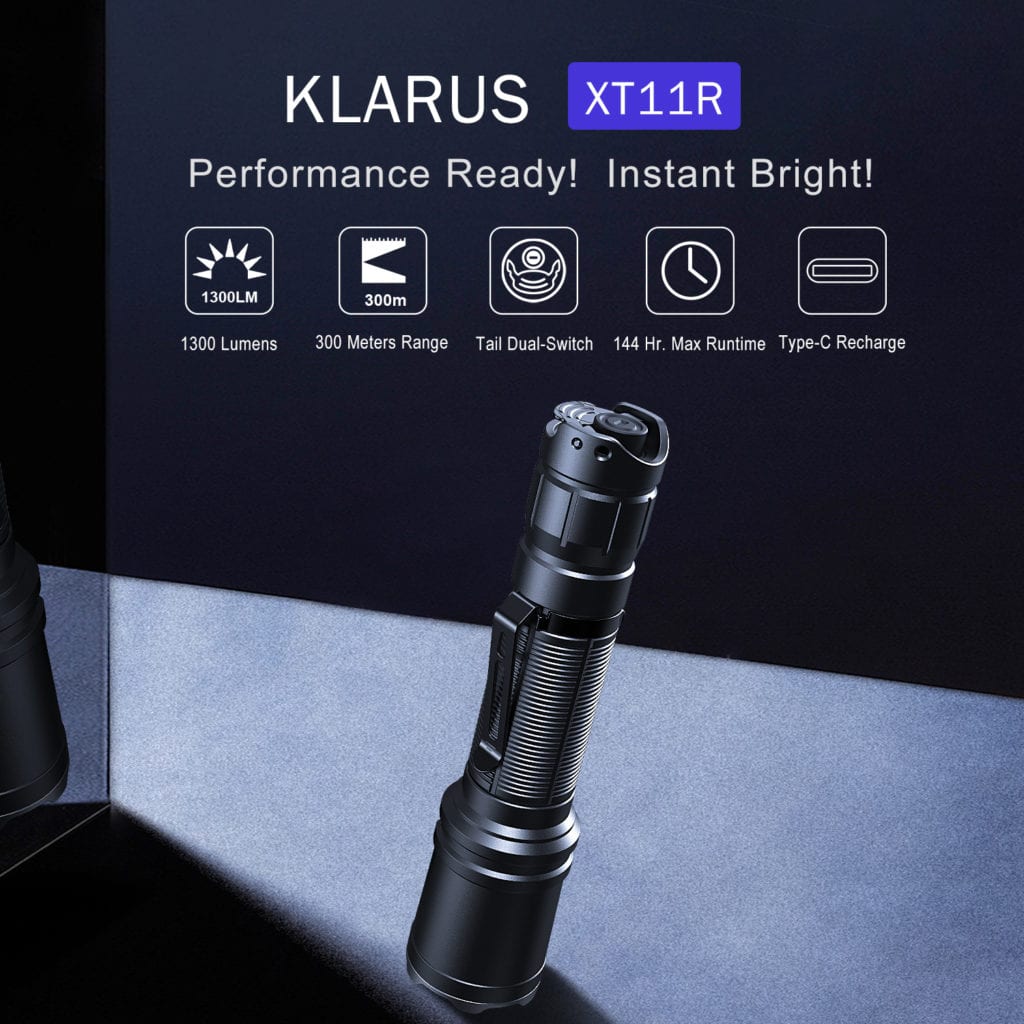 Klarus XT11R Torch Tactical Flashlight 9 Klarus XT11R flashlight beam distance demonstration