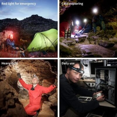 Wuben H1 headlamp illuminating a dark trail during hiking in Nairobi, Kenya, with 125-meter beam for safe navigation.