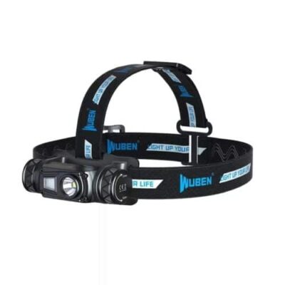 Wuben H1 headlamp illuminating a dark trail during hiking in Nairobi, Kenya, with 125-meter beam for safe navigation.
