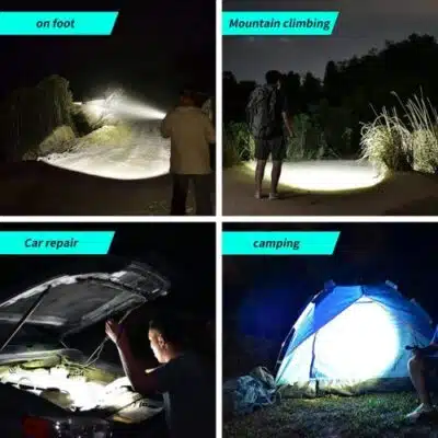 PEETPEN L45 torch illuminating campsite at night with 900 lumens zoom for hiking adventures in Kenya.