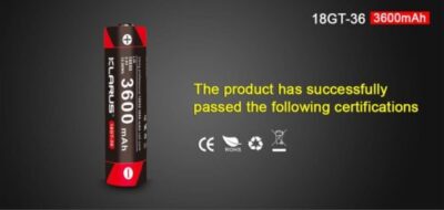 Klarus 18GT-36 Battery for Hiking Flashlights