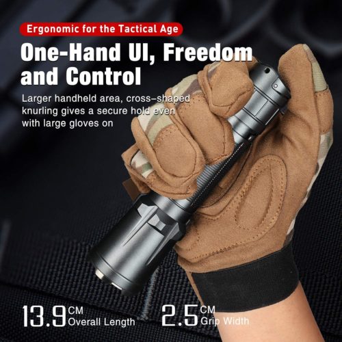 Klarus XT11GT Pro Hiking Torch Klarus XT11GT Pro flashlight with 2200 lumens output, ideal for nighttime hikes in rugged terrain.