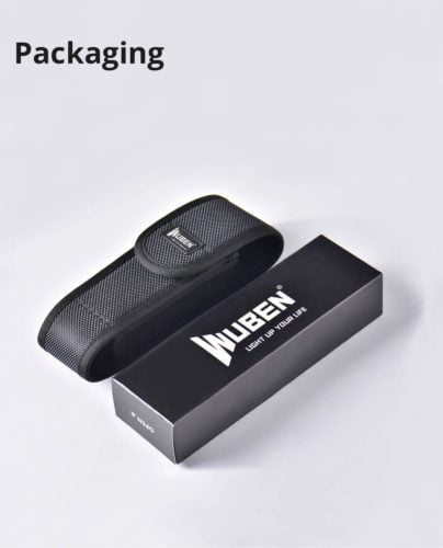 WUBEN AS6 Adjustable Holster for Camping Gear Adjustable WUBEN AS6 nylon holster on belt for camping, secures flashlights during night hikes.