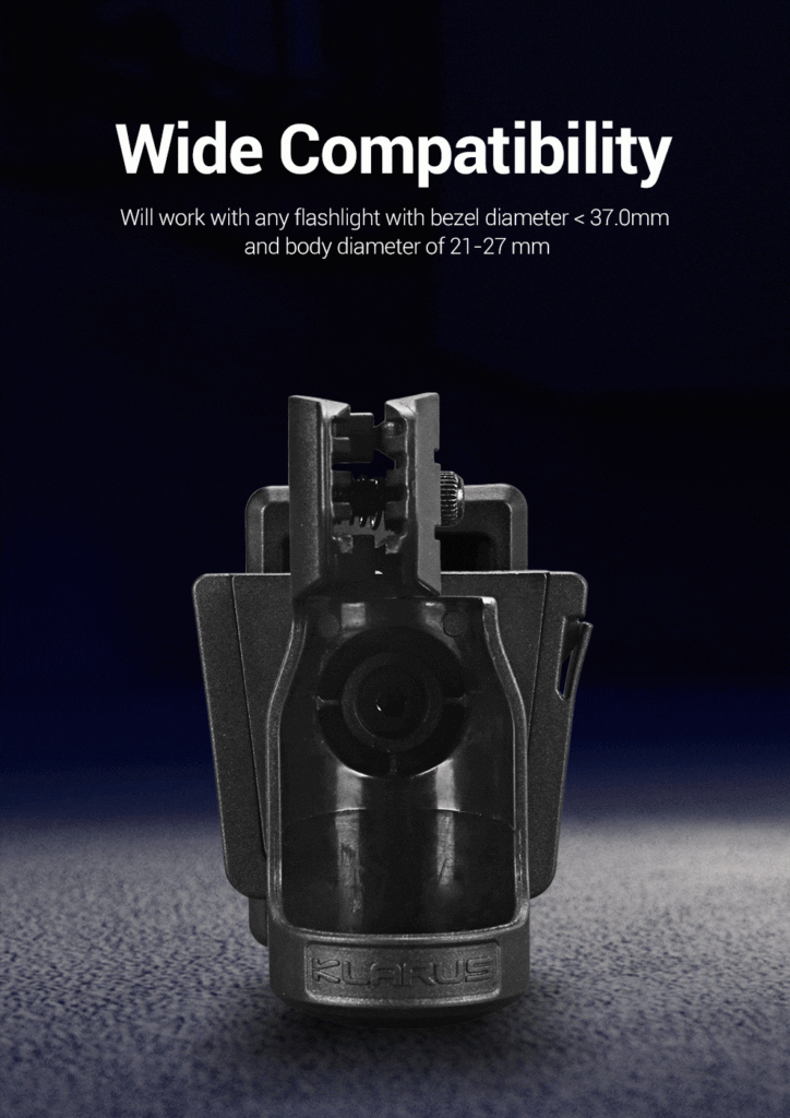 Klarus AH2 Holster: Rapid Deployment Flashlight Carrier | SUS304 Steel & Nylon | Security, Camping, Outdoors 2 klarus ah2 rapid deployment flashlight holster The Klarus AH2 Holster offers secure and rapid access to your flashlight, constructed from durable SUS304 stainless steel and high-quality nylon. Its rotating design allows for comfortable retrieval from various positions, making it ideal for security officers and outdoor enthusiasts.
๐ ๏ธKey Features: โ
Designed for rapid flashlight deployment.
โ
Secure belt clip with locking mechanism to prevent drops.
โ
Compatible with body diameters of 21-27mm.
โ
Accommodates bezel diameters less than 37mm.
โ
Rotates 90ยฐ to either side for versatile access.
โ
Constructed from SUS304 stainless steel and nylon.
โ
Suitable for security personnel and outdoor activities.
โ
Holds Klarus E1, E2, E3, XT1A, XT1C, XT2C, XT2CR, XT11S, XT12S, XT11GT Pro, XT2CR Pro, XT21C.
โ
Lightweight design at 126.8g (4.47oz). โฌ๏ธSCROLL DOWN TO SEE DESCRIPTIONโฌ๏ธ