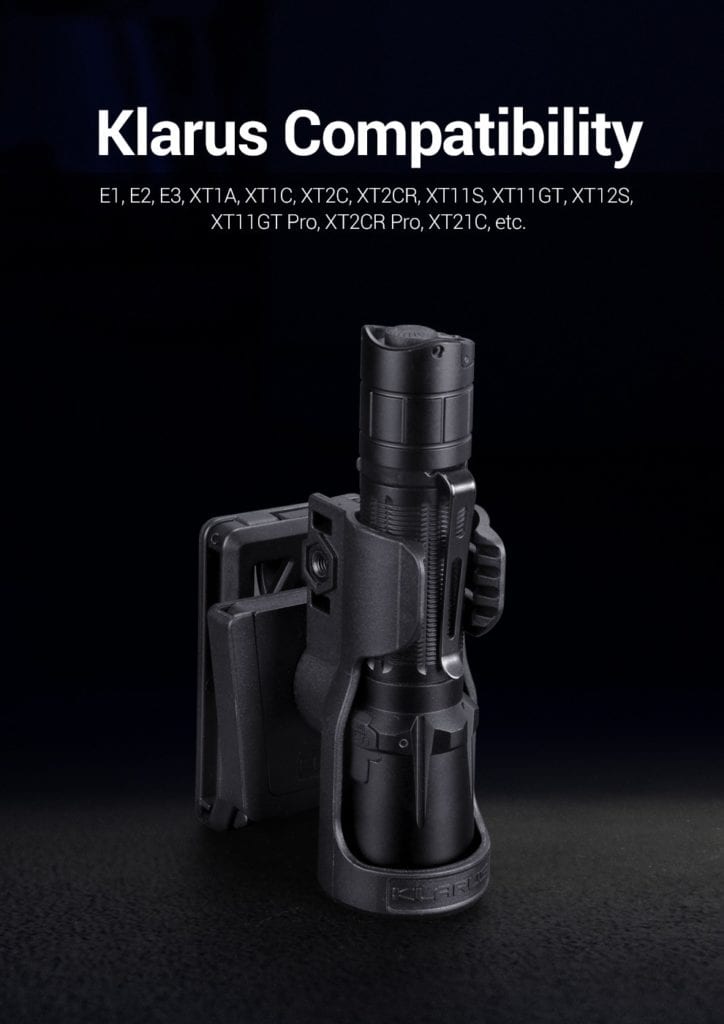 Klarus AH2 Holster: Rapid Deployment Flashlight Carrier | SUS304 Steel & Nylon | Security, Camping, Outdoors 7 klarus ah2 rapid deployment flashlight holster 2 The Klarus AH2 Holster offers secure and rapid access to your flashlight, constructed from durable SUS304 stainless steel and high-quality nylon. Its rotating design allows for comfortable retrieval from various positions, making it ideal for security officers and outdoor enthusiasts.
๐ ๏ธKey Features: โ
Designed for rapid flashlight deployment.
โ
Secure belt clip with locking mechanism to prevent drops.
โ
Compatible with body diameters of 21-27mm.
โ
Accommodates bezel diameters less than 37mm.
โ
Rotates 90ยฐ to either side for versatile access.
โ
Constructed from SUS304 stainless steel and nylon.
โ
Suitable for security personnel and outdoor activities.
โ
Holds Klarus E1, E2, E3, XT1A, XT1C, XT2C, XT2CR, XT11S, XT12S, XT11GT Pro, XT2CR Pro, XT21C.
โ
Lightweight design at 126.8g (4.47oz). โฌ๏ธSCROLL DOWN TO SEE DESCRIPTIONโฌ๏ธ