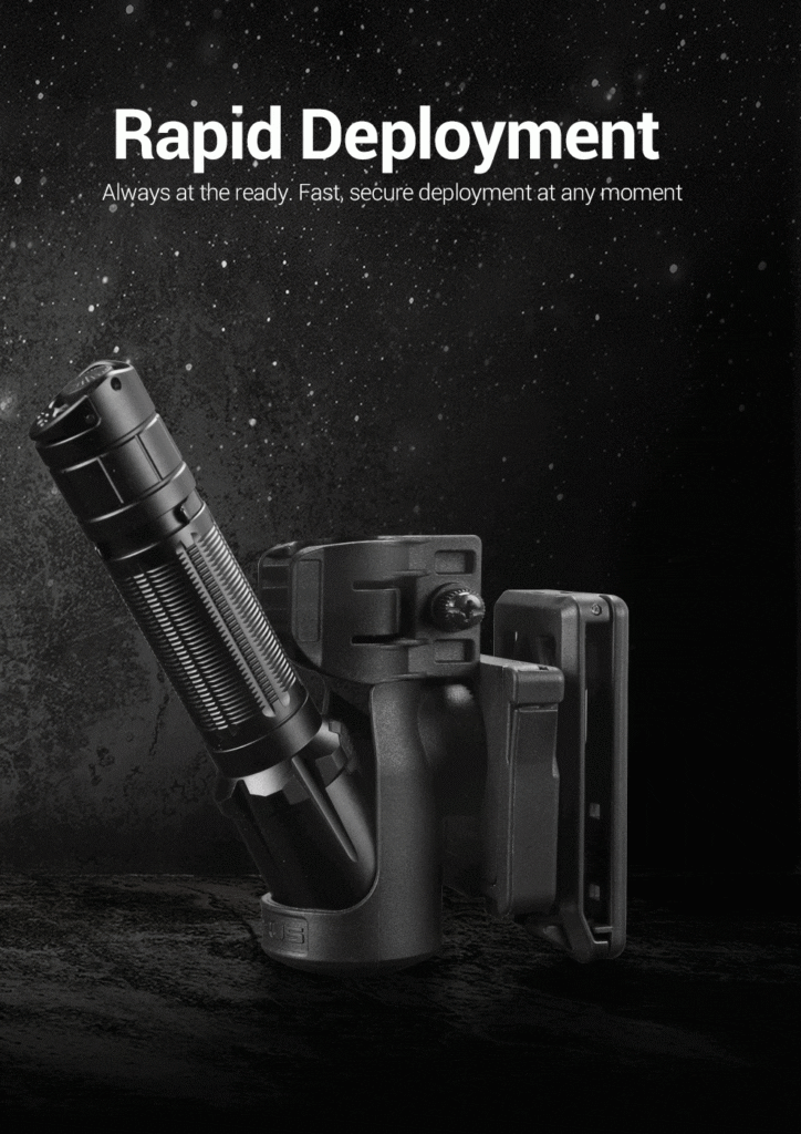 Klarus AH2 Holster: Rapid Deployment Flashlight Carrier | SUS304 Steel & Nylon | Security, Camping, Outdoors 6 klarus ah2 rapid deployment flashlight holster 2 The Klarus AH2 Holster offers secure and rapid access to your flashlight, constructed from durable SUS304 stainless steel and high-quality nylon. Its rotating design allows for comfortable retrieval from various positions, making it ideal for security officers and outdoor enthusiasts.
๐ ๏ธKey Features: โ
Designed for rapid flashlight deployment.
โ
Secure belt clip with locking mechanism to prevent drops.
โ
Compatible with body diameters of 21-27mm.
โ
Accommodates bezel diameters less than 37mm.
โ
Rotates 90ยฐ to either side for versatile access.
โ
Constructed from SUS304 stainless steel and nylon.
โ
Suitable for security personnel and outdoor activities.
โ
Holds Klarus E1, E2, E3, XT1A, XT1C, XT2C, XT2CR, XT11S, XT12S, XT11GT Pro, XT2CR Pro, XT21C.
โ
Lightweight design at 126.8g (4.47oz). โฌ๏ธSCROLL DOWN TO SEE DESCRIPTIONโฌ๏ธ