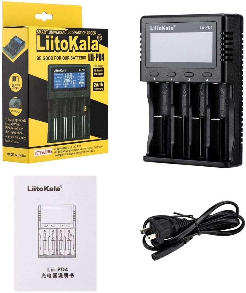 71omkPDlmL. AC SL1500 This multi-functional battery charger supports a wide range of Li-ion, IMR, LiFePO4, NiMH, and Ni-Cd batteries, featuring independent charging bays and an LCD display for charge status. It includes essential safety protections and offers versatile power input options, making it ideal for powering various electronic devices and for everyday battery maintenance. 🛠️Key Features: ✅ Multi-power input: AC 110-240V or optional 12V DC
✅ Charges Li-ion, IMR, LiFePO4, NiMH, Ni-Cd batteries
✅ Supports 26650, 21700, 18650, AA, AAA, and many more sizes
✅ LCD displays charging progress (25%-100%) and refresh status
✅ Over-charging, over-discharging, and reverse polarity protection
✅ Automatically identifies Li-ion and Ni-MH batteries
✅ Manual charging mode adjustment for LiFePO4 and 3.80V Li-ion
✅ Constant voltage and current charging
✅ Max output current of 2000mA in slot #4 for Li-ion/IMR/LiFePO4
✅ Includes AC cable and user manual ⬇️SCROLL DOWN TO SEE DESCRIPTION⬇️