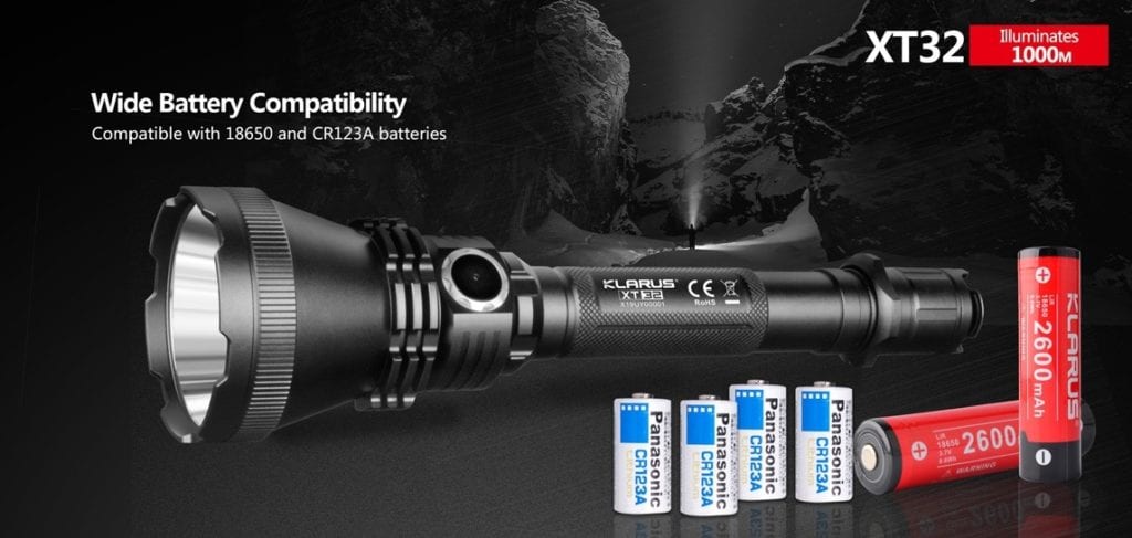 klarus xt32 007 1 The Klarus XT32 is a powerful, long-range LED spotlight designed for hunting and search and rescue. It features a Cree XP-L HI V3 LED, producing up to 1200 Lumens and reaching distances of 1000 meters (3280 ft.). Its dual programmable settings offer quick access to various modes, making it ideal for hunting, camping, hiking, and tactical operations. 🛠️Key Features: ✅ Dual setting programmable for custom use
✅ Classic setting with one-touch strobe and turbo
✅ Hunting setting with one-touch low, turbo and SOS
✅ Side switch lockout function for safety
✅ Intelligent battery capacity indicator
✅ Intelligent temperature protection system
✅ Reverse polarity protection for battery safety
✅ 6061-T6 Aluminum alloy construction
✅ Mil-spec type III hard-anodized coating
✅ Mirror polished reflector for enhanced throw ⬇️SCROLL DOWN TO SEE DESCRIPTION⬇️