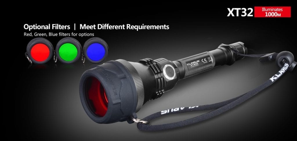 klarus xt32 012 1 The Klarus XT32 is a powerful, long-range LED spotlight designed for hunting and search and rescue. It features a Cree XP-L HI V3 LED, producing up to 1200 Lumens and reaching distances of 1000 meters (3280 ft.). Its dual programmable settings offer quick access to various modes, making it ideal for hunting, camping, hiking, and tactical operations. 🛠️Key Features: ✅ Dual setting programmable for custom use
✅ Classic setting with one-touch strobe and turbo
✅ Hunting setting with one-touch low, turbo and SOS
✅ Side switch lockout function for safety
✅ Intelligent battery capacity indicator
✅ Intelligent temperature protection system
✅ Reverse polarity protection for battery safety
✅ 6061-T6 Aluminum alloy construction
✅ Mil-spec type III hard-anodized coating
✅ Mirror polished reflector for enhanced throw ⬇️SCROLL DOWN TO SEE DESCRIPTION⬇️