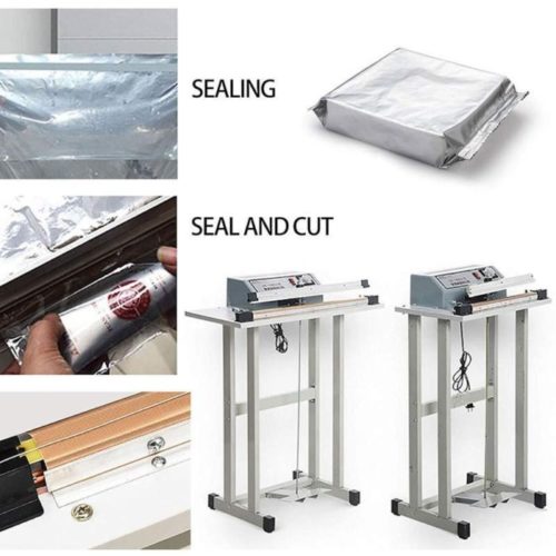 EST BS60-FS Retail Bag Sealer Foot-operated EST BS60-FS sealer cutting 600mm plastic bags for food packaging in retail environments.