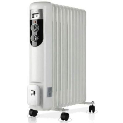 2000W 9-fin oil heater warming a cozy bedroom in Nairobi, ideal for seniors with tip-over protection.