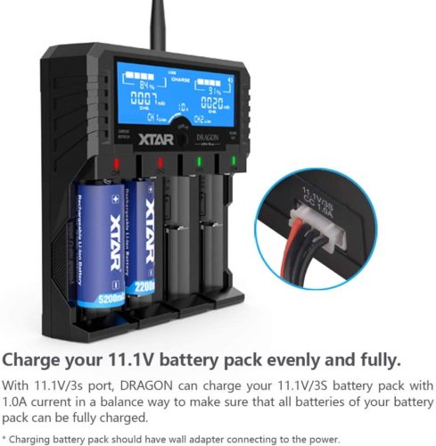 Xtar VP4 Plus Li-ion Charger for Home Use Xtar VP4 Plus charging 18650 Li-ion batteries in home office for gadget power needs.
