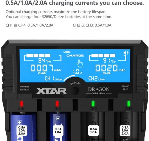 Xtar VP4 Plus Li-ion Charger for Home Use Xtar VP4 Plus smart charger testing Li-ion battery voltage for RC car enthusiasts.