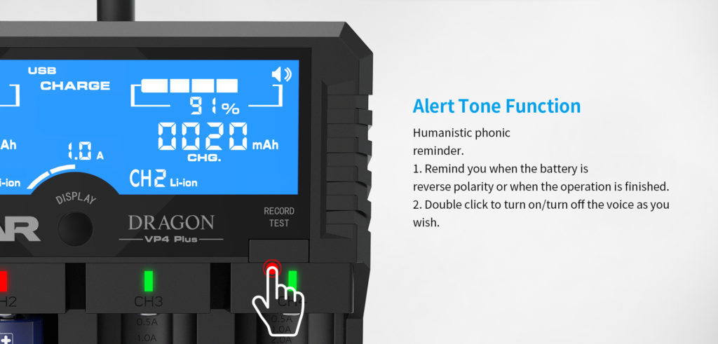 Xtar Dragon VP4 Plus Charger | 4-Bay Li-ion/NiMH Smart Charger, Power Bank, Voltage/Resistance Test, LCD Display 3 Hr RzOBrSyyNm7lKRucjNg The Xtar VP4 Plus Dragon is an advanced four-bay smart charger for Li-ion and NiMH batteries, featuring multiple charge current modes and a power bank function. It is ideal for portable power enthusiasts needing to test and charge various battery types efficiently, perfect for powering devices during outdoor activities, camping, or in emergency situations.
๐ ๏ธKey Features: โ
Charges Li-ion and NiMH batteries independently.
โ
Selectable charge currents: 0.5A, 1.0A, 2.0A.
โ
Test and refresh modes for battery health.
โ
USB output for charging mobile devices.
โ
Advanced LCD displays detailed battery info.
โ
Compatible with 11.1V/3S battery packs.
โ
Includes 12V/3A adapter and 3A car adapter.
โ
Comes with a pair of probes for testing.
โ
Features three LED indicators for status.
โ
Compact and portable design with a charger pouch. โฌ๏ธSCROLL DOWN TO SEE DESCRIPTIONโฌ๏ธ