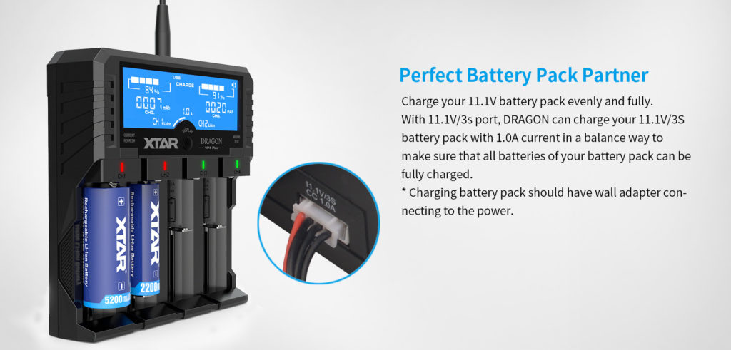 Xtar Dragon VP4 Plus Charger | 4-Bay Li-ion/NiMH Smart Charger, Power Bank, Voltage/Resistance Test, LCD Display 11 VtPZEVICTza1Doy653Lpqg The Xtar VP4 Plus Dragon is an advanced four-bay smart charger for Li-ion and NiMH batteries, featuring multiple charge current modes and a power bank function. It is ideal for portable power enthusiasts needing to test and charge various battery types efficiently, perfect for powering devices during outdoor activities, camping, or in emergency situations.
๐ ๏ธKey Features: โ
Charges Li-ion and NiMH batteries independently.
โ
Selectable charge currents: 0.5A, 1.0A, 2.0A.
โ
Test and refresh modes for battery health.
โ
USB output for charging mobile devices.
โ
Advanced LCD displays detailed battery info.
โ
Compatible with 11.1V/3S battery packs.
โ
Includes 12V/3A adapter and 3A car adapter.
โ
Comes with a pair of probes for testing.
โ
Features three LED indicators for status.
โ
Compact and portable design with a charger pouch. โฌ๏ธSCROLL DOWN TO SEE DESCRIPTIONโฌ๏ธ