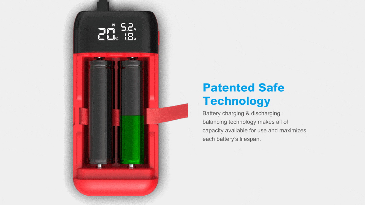 XTAR PB2S Charger 2 The XTAR PB2S is a versatile 2-in-1 fast charger and power bank supporting 18650 and 21700 batteries. It offers QC3.0 and PD3.0 fast charging, dual output ports, and a real-time display for voltage, current, and battery percentage. This compact, lightweight device is ideal for outdoor adventures, emergency preparedness, and daily commutes. 🛠️Key Features:: ✅ Dual-functionality: Charger and power bank in one compact unit. ✅ Fast charging: Supports QC3.0 and PD3.0 protocols for rapid charging. ✅ Wide battery compatibility: Fits 18650 and 21700 lithium-ion batteries. ✅ Real-time display: Shows voltage, current, and battery percentage. ✅ Dual output ports: Features USB-A and USB-C for simultaneous charging. ✅ 0V activation: Revives over-discharged batteries, extending their life. ✅ Three-stage charging: Uses TC-CC-CV method for safe and efficient charging. ✅ Magnetic cover: Protects batteries from dust and drops. ✅ Built-in ribbon: Ensures easy battery removal. ✅ Lightweight: Weighs only 85g, perfect for travel. ⬇️SCROLL DOWN TO SEE DESCRIPTION⬇️