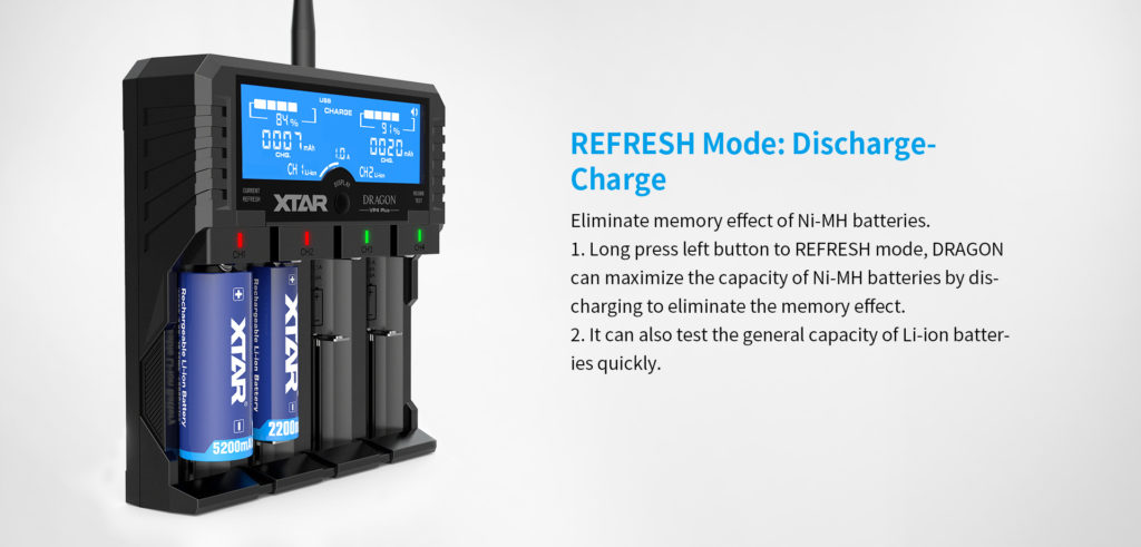 Xtar Dragon VP4 Plus Charger | 4-Bay Li-ion/NiMH Smart Charger, Power Bank, Voltage/Resistance Test, LCD Display 10 u687jAZlQTGcsR5GD3P RQ The Xtar VP4 Plus Dragon is an advanced four-bay smart charger for Li-ion and NiMH batteries, featuring multiple charge current modes and a power bank function. It is ideal for portable power enthusiasts needing to test and charge various battery types efficiently, perfect for powering devices during outdoor activities, camping, or in emergency situations.
๐ ๏ธKey Features: โ
Charges Li-ion and NiMH batteries independently.
โ
Selectable charge currents: 0.5A, 1.0A, 2.0A.
โ
Test and refresh modes for battery health.
โ
USB output for charging mobile devices.
โ
Advanced LCD displays detailed battery info.
โ
Compatible with 11.1V/3S battery packs.
โ
Includes 12V/3A adapter and 3A car adapter.
โ
Comes with a pair of probes for testing.
โ
Features three LED indicators for status.
โ
Compact and portable design with a charger pouch. โฌ๏ธSCROLL DOWN TO SEE DESCRIPTIONโฌ๏ธ