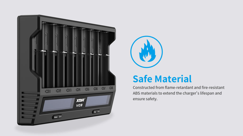 wxCGm5O0QbKRXGR0nYp19g The Xtar VC8 is an 8-channel charger supporting Li-ion, NiMH, and NiCd batteries, featuring QC3.0 fast charging with up to 3A per slot. Its LCD screen displays real-time voltage, capacity, and internal resistance. The charger offers storage and grade modes to optimize battery lifespan and test capacity. It's ideal for power users and battery enthusiasts, commonly used for vaping, DIY electronics, and portable power solutions.
🛠️Key Features: ✅ Supports Li-ion, NiMH, and NiCd chemistries.
✅ QC3.0 fast charging input.
✅ Up to 3A charging current per slot.
✅ USB Type-C input port.
✅ Integrated LCD screen for real-time data.
✅ Two user modes: Grade and Storage.
✅ 0V Activation Function for over-discharged batteries.
✅ Internal Resistance Testing.
✅ Charges protected 20700/21700 batteries. ⬇️SCROLL DOWN TO SEE DESCRIPTION⬇️