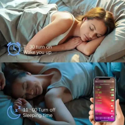 Tuya smart bulb displaying RGB colors for lively home parties in a Nairobi living room.