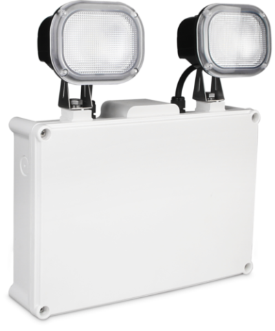 Adjustable 6W LED fire exit spotlight for office emergencies in Kenya, with fully rotatable lamp heads.