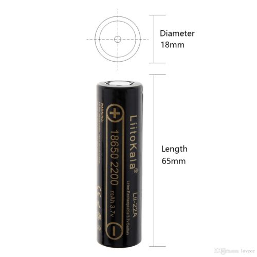LiitoKala Lii-22A 2200mAh 18650 Battery | Flat Top Vape & Flashlight Power  | Rechargeable Li-ion 3.7V | Lumen Vault