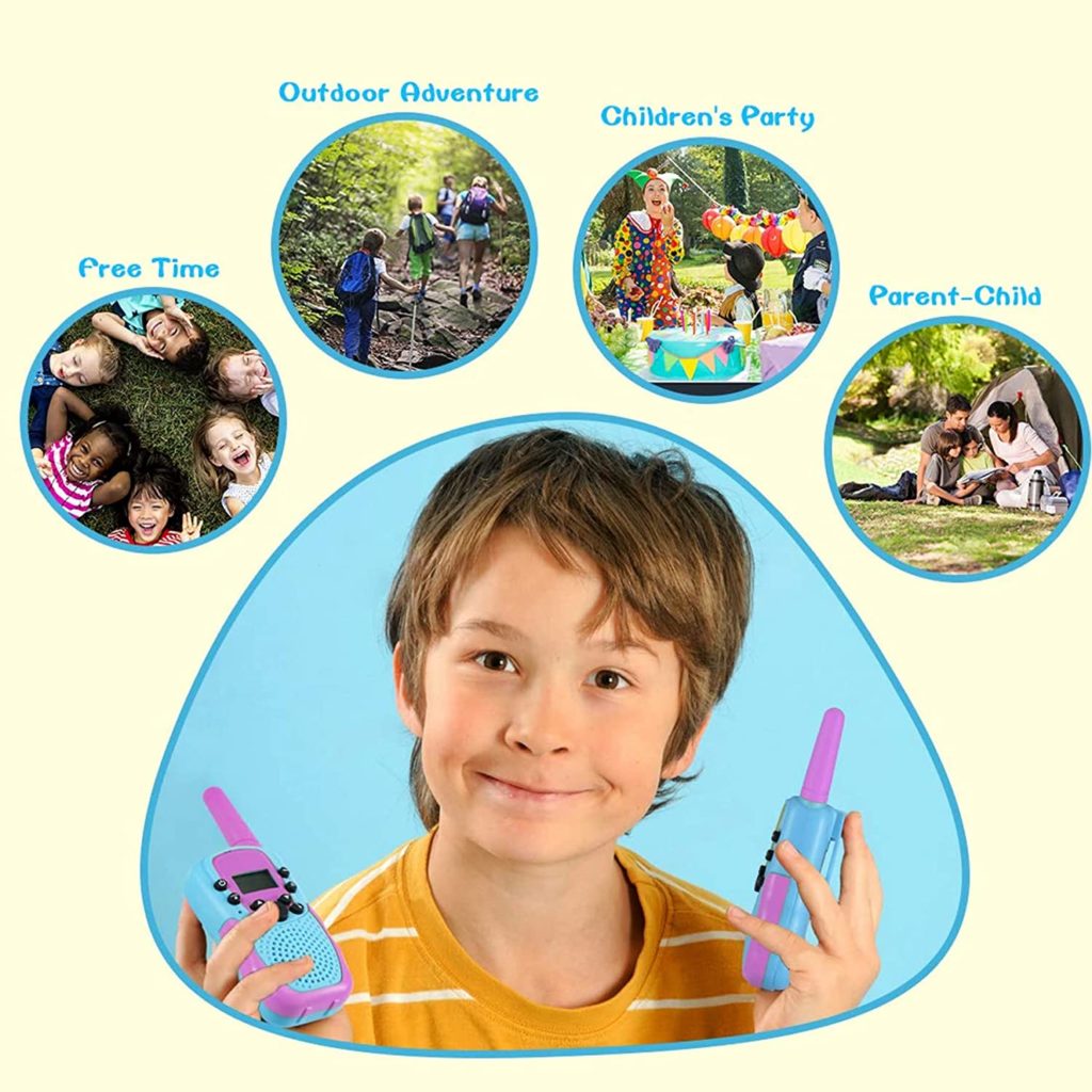 (2pcs) T-388 Kids Walkie Talkie | 6 KM Long Range Toy | Built-in LED Torch | Play & Explore Outdoors | ABS | 22 Channels | No License Needed 2 71HqODhF8YL. AC SL1500 Engage children in outdoor play with this two-piece walkie-talkie set. Featuring a 3 to 6 KM range and 22 channels with 99 privacy codes, these durable, palm-sized devices offer hours of fun for pretend games. They are ideal for outdoor exploration and family adventures. ๐ ๏ธKey Features: โ
No license required for operation
โ
Up to 7 days of standby time
โ
Range: 3 to 6 Kilometers (approximately 1.8 to 3.7 miles)
โ
Palm-sized and lightweight for easy handling
โ
Built-in LED torch for visibility
โ
Backlit LCD screen for clear display
โ
10 selectable ringtones
โ
Constructed from durable ABS material
โ
Keypad lock prevents accidental use
โ
22 main channels with 99 privacy codes โฌ๏ธSCROLL DOWN TO SEE DESCRIPTIONโฌ๏ธ