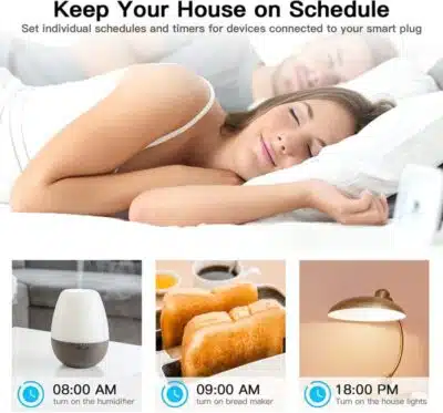 Tuya WiFi smart plug monitoring real-time energy in Nairobi home kitchen, tracking voltage and wattage via app.