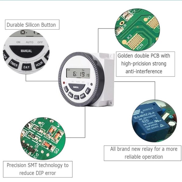30A Sinometer AC Digital Timer 7 Days Programmable Weekly 24hours Street Lights Timer Relay Switch For Lighting Lights Irrigation Automation – 200v-250V