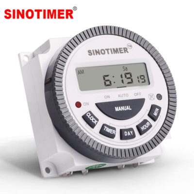 Sinotimer TM619H2 timer automating street lights in Nairobi, Kenya, with 7-day programming for efficient urban illumination.