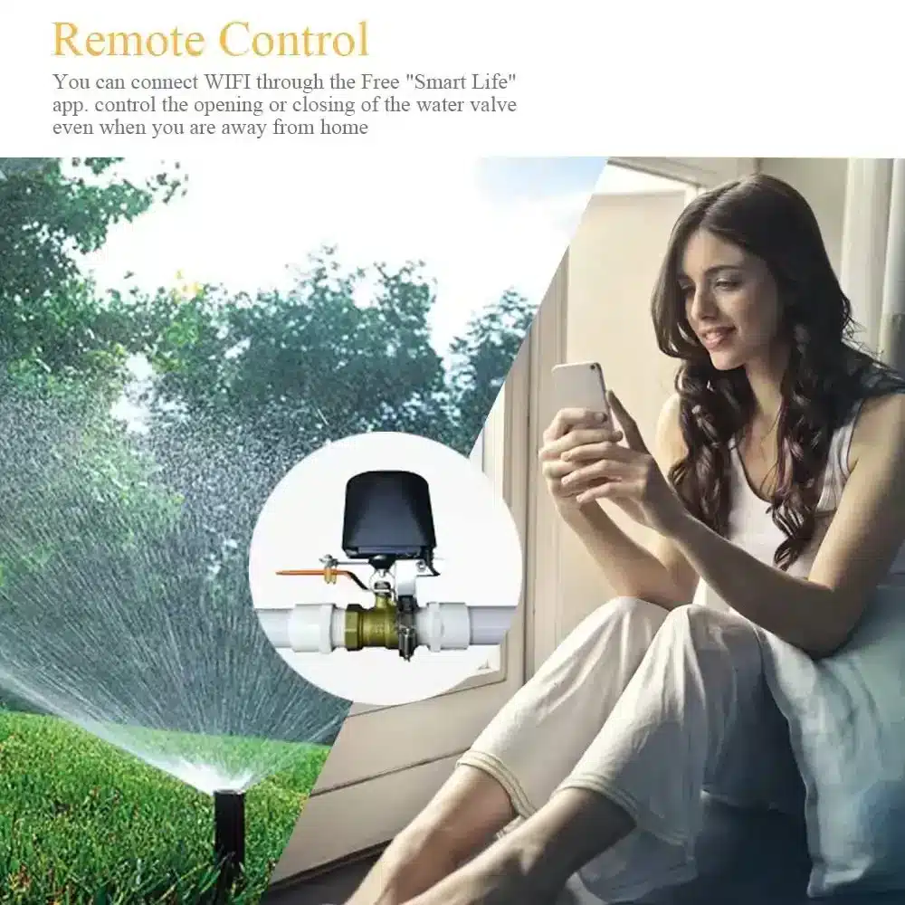 Wi Fi Smart Irrigation Valve Controller for irigation automation 2 Automate your garden or farm watering with this Wi-Fi Smart Irrigation Valve Controller. Remotely open and close manual ball valves using the Smart Life or Tuya Smart app. Set schedules, timers, and create automation scenes for hands-free watering. Perfect for homeowners, farmers, and greenhouse managers, this device is compatible with 1/2”, 3/4”, and 1” lever ball valves. Popular use cases include home garden automation, greenhouse irrigation, and managing water tanks. 🛠️Key Features:: for Smart Irrigation ✅ Wi-Fi Controlled (2.4GHz) – No hub required ✅ Smart Life & Tuya Smart App compatible (Android & iOS) ✅ Daily & Weekly Schedules – Automatically turn water on/off at set times ✅ Countdown Timer – Water for a set duration ✅ Automation Scenes – Water based on time, weather, or sensor triggers ✅ Manual ON/OFF Button – For control without internet ✅ Voice Assistant Support – Works with Alexa, Google Home, Echo ✅ Weather-Resistant (IP65) – Built for outdoor use ✅ Low Power Use – Includes a 12V power adapter ✅ Notification Alerts – Receive updates on valve status ⬇️SCROLL DOWN TO SEE DESCRIPTION⬇️